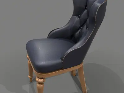 chair leather with wooden legs Low-poly 3D model