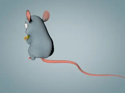 Mouse holding piece of bread Low-poly 3D model