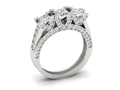 3 Princess Stone Ring 3D print model