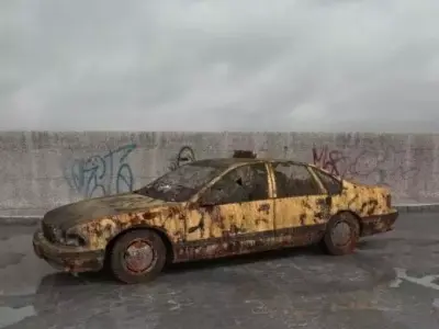 destroyed car 001 am165 3D model