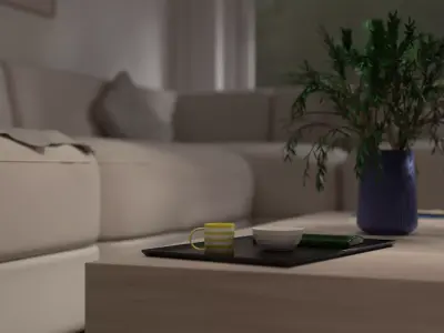 Scandinavian modern living room and Assets library 3D model