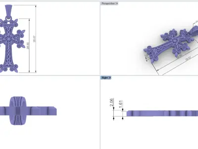 Armenian Cross Pendant 9047 3D print model
