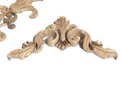 Cartouche-030 wood carving - ornate floral design 3D model