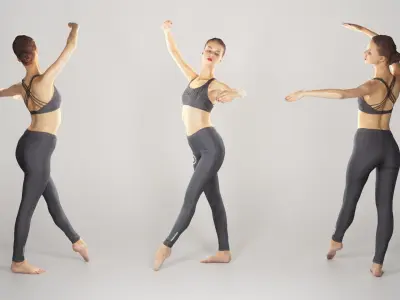 Sporty woman dancing 136 Low-poly 3D model