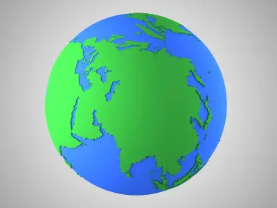 Globe Solid Color Green Blue 3D model