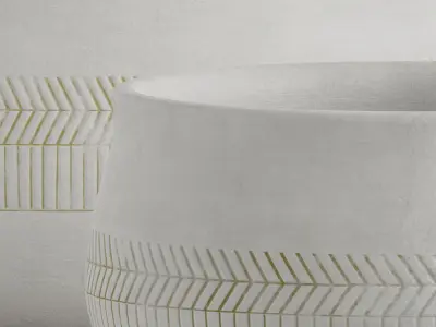 White Ribbed Vase 3D model