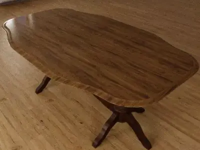 Classic Pedestal Wooden Dining Table 3D model