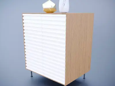 Solid-Wood-Chest cabinet with vase on top Free 3D model