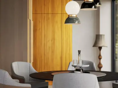 Interior Scene Japandi - 3d Model - Lighting 3D model