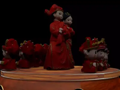 Chinese wedding dolls 3D model