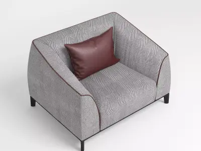 Singleton  Red and Gray Armchair 3D model