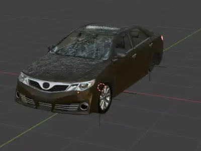 destroyed car Low-poly 3D model