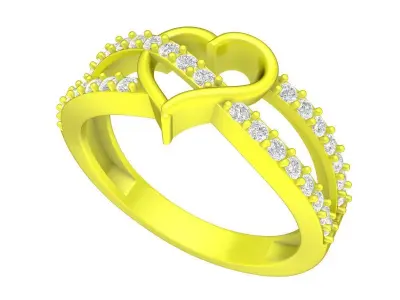 A7728 Luxury Diamond Heart Engagement Ring 3D Model 3D print model