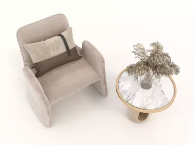 Modern Coffee Table and Armchair Set 45 3D model