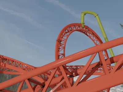 Rollercoaster Low-poly 3D model