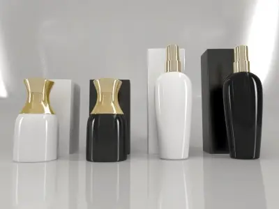4 Luxury Bottle and Box - Pack 02 - 3D model