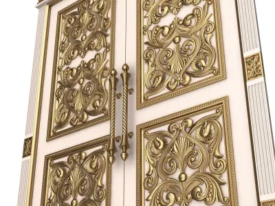 Carved Door Classic 01001 White Low-poly 3D model