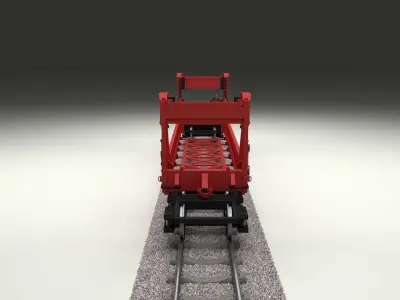 Red Train Well Car 3D model