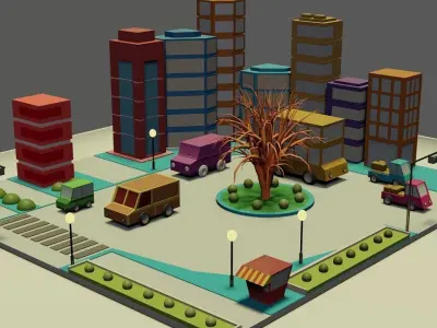 Low Poly Atmosphere of City Low-poly 3D model