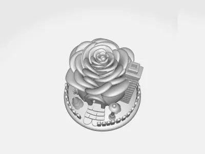Romantic Rose House Valentines Day Decorative Home 3D print model