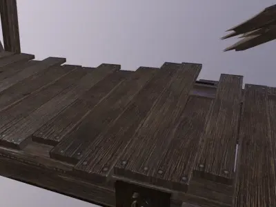 Broken Bridge   Low-poly 3D model