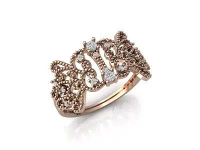 Women Ring Diamond Stone STL 3DM Lightweight Printable 3D print model 67