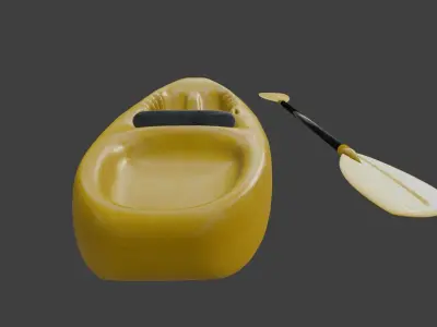 3D Sport Row Kayak with Paddle 3D model