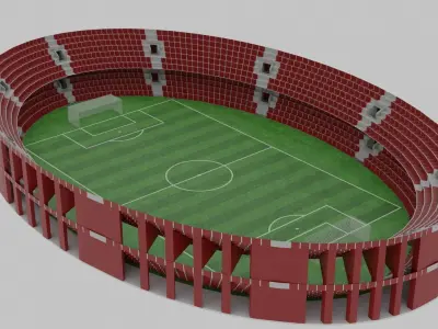 Football Stadium Low-poly 3D model 9