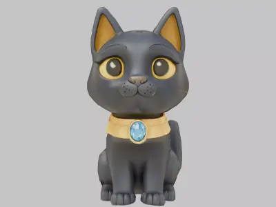 Bastet Cat Black Kitty Kitten  Low-poly 3D model