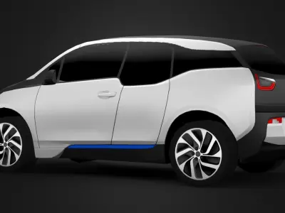 Compact Electric Car Low-poly 3D model