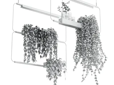 Rectangle pot light pendant - plant light hanging 20 3D model