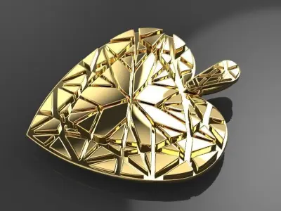 3D print model heart pendant VALENTINES DAY lovPoly  3D print model