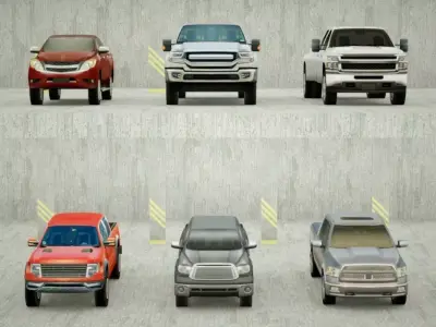 6 LowPoly Pickups Low-poly 3D model