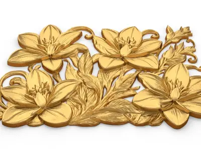 mural classic flowers decor ornament 06 3D model
