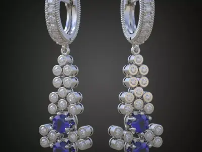 Earring 3D model 3D printable model 0073-9 Free 3D print model