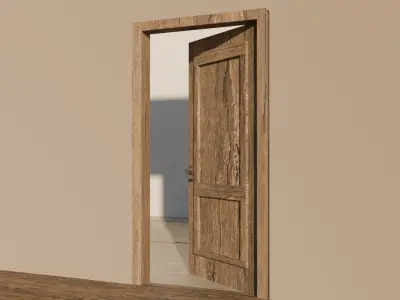 Animated Wooden Door Low-poly 3D model