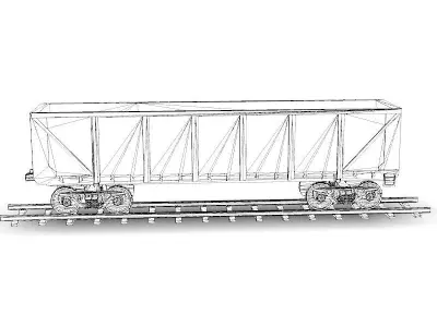 Railroad car on rails Low-poly 3D model