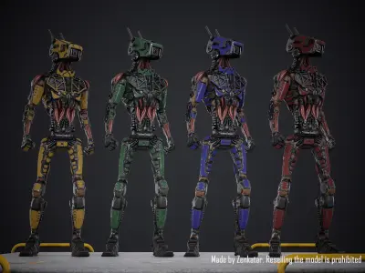 Robot character rigged gameready droid Unity Unreal Engine Low-poly 3D model