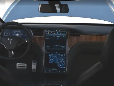 Tesla Model S 2016 Silver with interior and chassis model 3D model