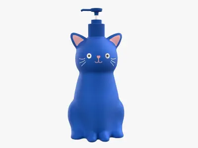 Cat Liquid Soap Dispenser Blue Version 3D model
