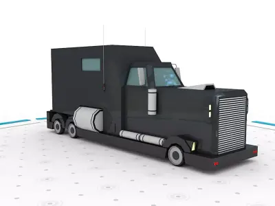 Brother Truck - Low poly cartoon car 3D model