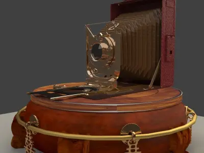 Chinese display stand with old camera 3D model