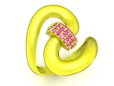 Luxury Intertwined Pave Knot Ring 3D Model for Fine Jewelry 5020 3D print model