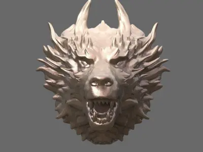 Alpha Wolf Statue Bust sharp 2 3D model