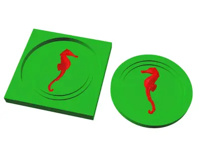 Seahorse Round Medallion Free 3D model