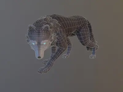 Game ready rigged wolf Low-poly 3D model