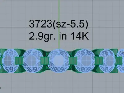 Round Diamond Band Ring 3723 3D print model