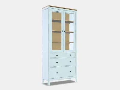 HEMNES Glassdoor cabinet with 3 drawers 1 Low-poly 3D model
