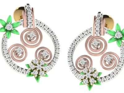 Solitaire Women Drop Earring 3dm STL OBJ FBX Renders Details 3D print model order