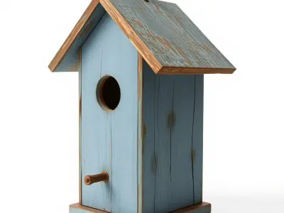 Rustic Wooden Birdhouse Model Pack with PBR Textures Low-poly 3D model